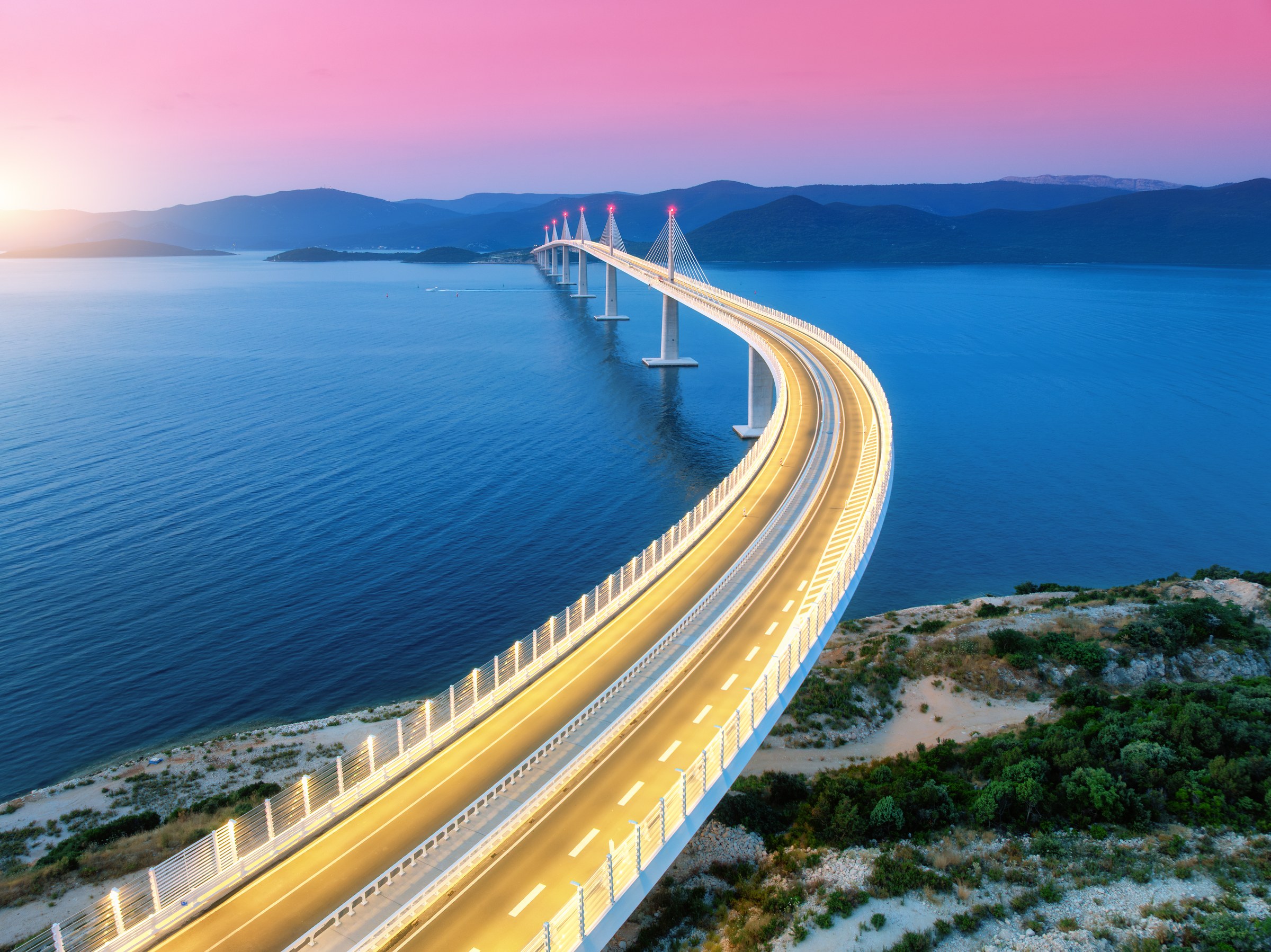 Major sea bridge connecting coastal regions