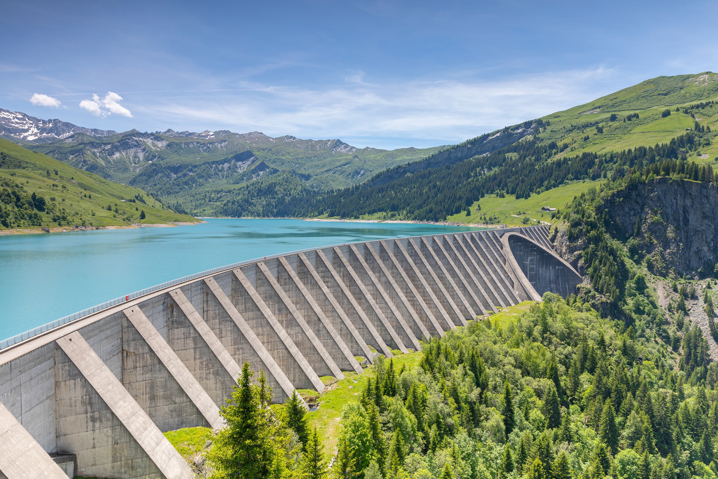 Hydroelectric dam in a mountain landscape